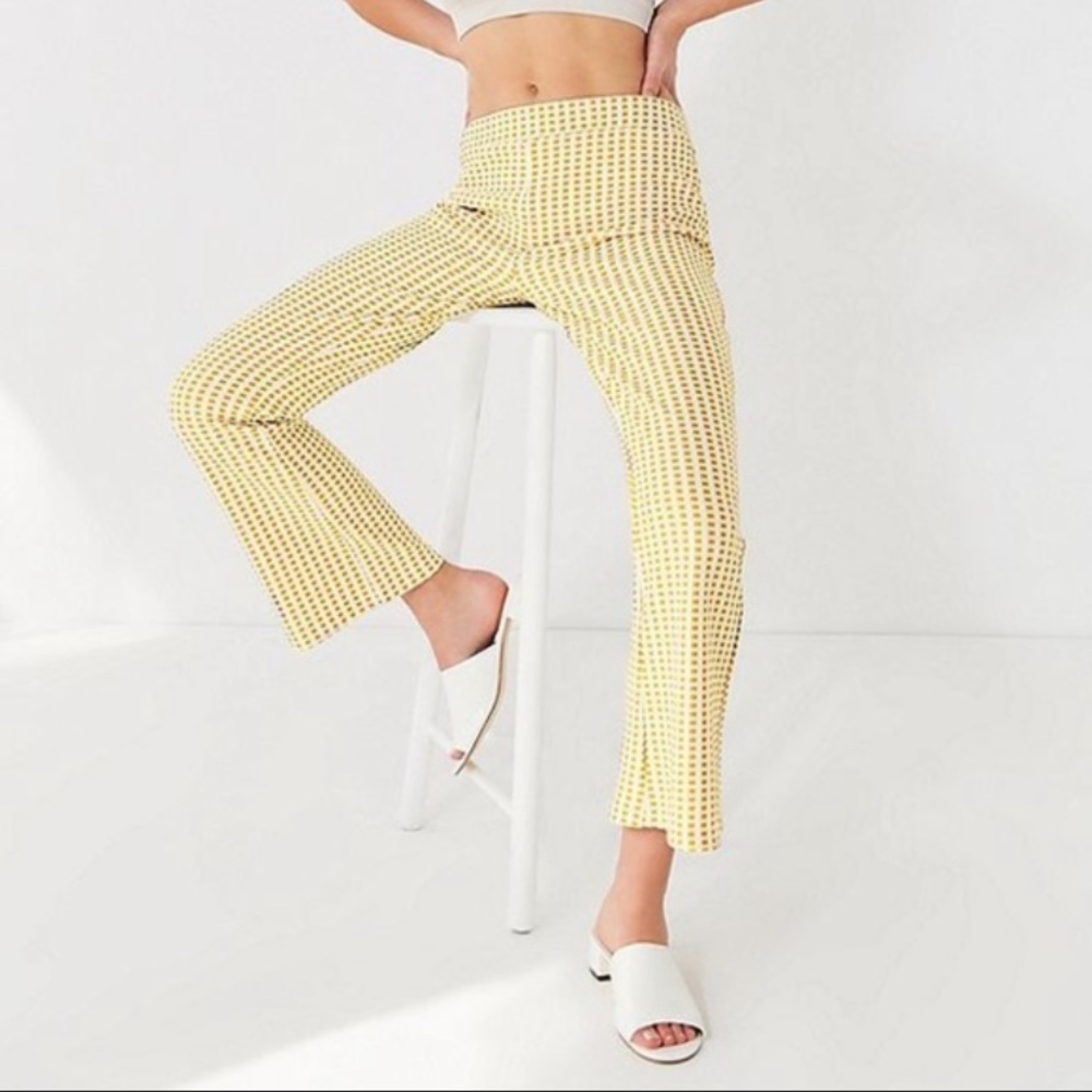Urban Outfitters Casey Kick Flare Pant Yellow Gingham
